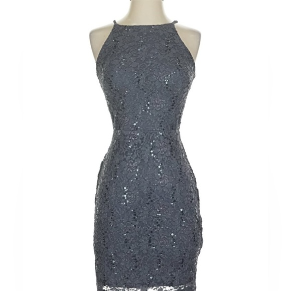 Elegant Gray Lace Dress